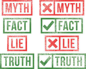 Myth Fact Lie Truth rubber stamps